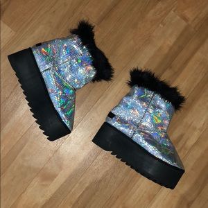 Current Mood Holographic Platform Boots